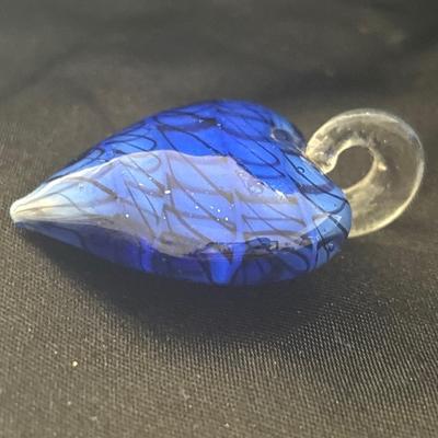 Blue glass heart pendant