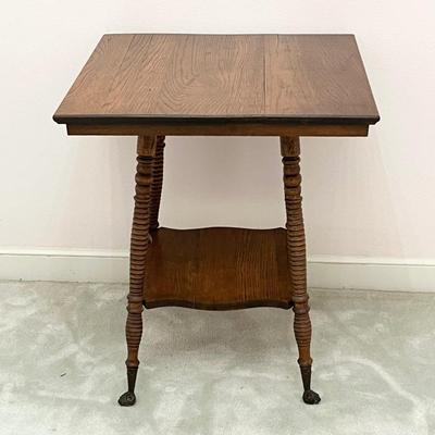 Solid Wood Spindle Leg Table With Glass Ball Feet