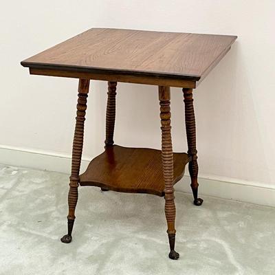 Solid Wood Spindle Leg Table With Glass Ball Feet