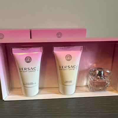 Lot of 3 Box Sets Versace Womens Bright Crystal Perfume, Lotion, Gel