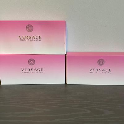 Lot of 3 Box Sets Versace Womens Bright Crystal Perfume, Lotion, Gel