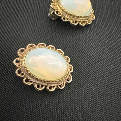 Vintage White translucent clip on earrings