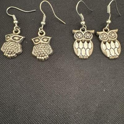 Silver toned owl Earrings