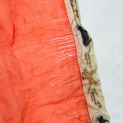 3 Vintage / Antique Scarves - Cowboy themed, "B" with Roses and Cream Colored Lacy Triangle