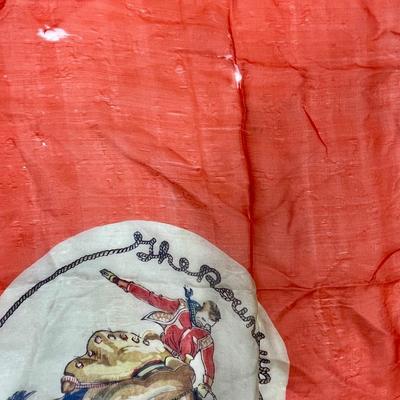 3 Vintage / Antique Scarves - Cowboy themed, "B" with Roses and Cream Colored Lacy Triangle