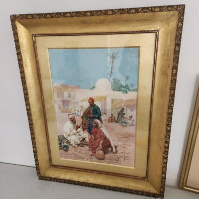 Signed Giulio Rosati 1858-1917 The Market Place Watercolor Gouache & Pencil on Paper