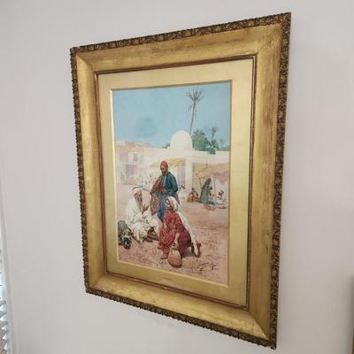Signed Giulio Rosati 1858-1917 The Market Place Watercolor Gouache & Pencil on Paper