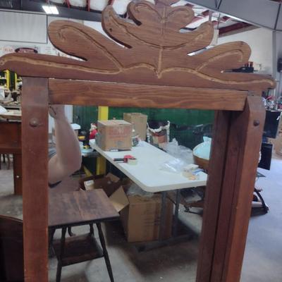Tall, Wooden Wash Stand with Mirror