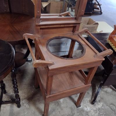 Tall, Wooden Wash Stand with Mirror