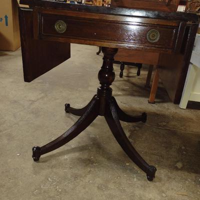 Wooden Double Drop Leaf Side/Accent Table with Drawer