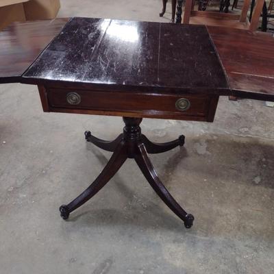 Wooden Double Drop Leaf Side/Accent Table with Drawer