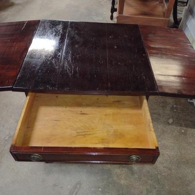 Wooden Double Drop Leaf Side/Accent Table with Drawer