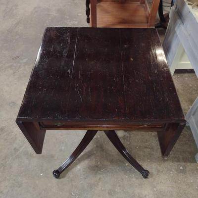 Wooden Double Drop Leaf Side/Accent Table with Drawer