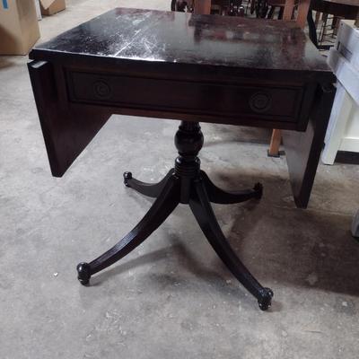 Wooden Double Drop Leaf Side/Accent Table with Drawer