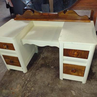 Vintage Art Deco Two Tone Vanity Table with Mirror