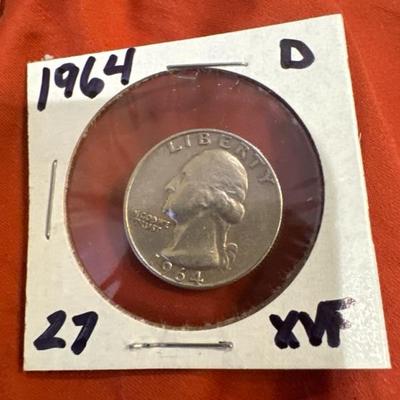 1964 D GEORGE WASHINGTON QUARTER .25c XVF
