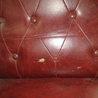 Vintage Wood Frame, Faux Leather Covered Chair