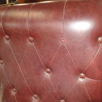 Vintage Wood Frame, Faux Leather Covered Chair