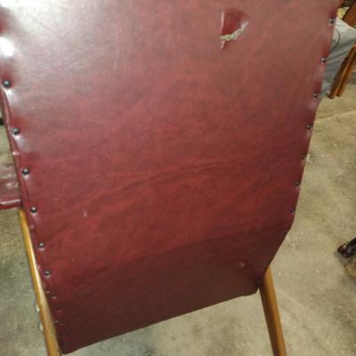 Vintage Wood Frame, Faux Leather Covered Chair