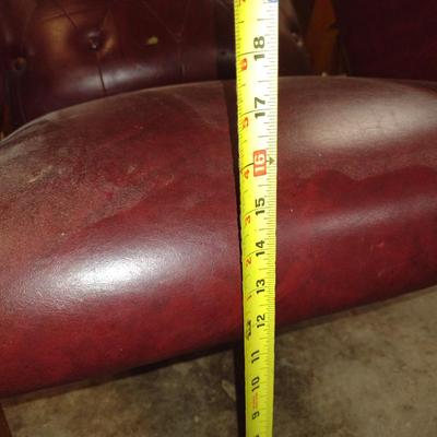 Vintage Wood Frame, Faux Leather Covered Chair