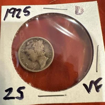 1925 D MERCURY DIME VF SILVER