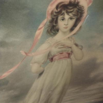 Framed Pink Girl Art Print- Approx 21" x 25"