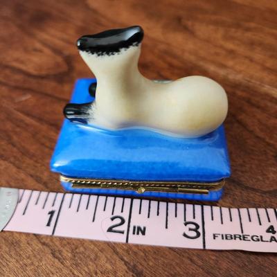Eximious Peint Main Limoges France Giono Siamese Cat Trinket Box