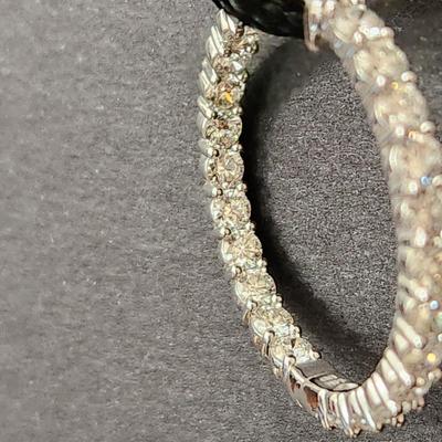 14Kt White Gold &Diamond Hoop Earrings 22 Diamonds each