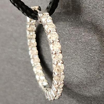 14Kt White Gold &Diamond Hoop Earrings 22 Diamonds each