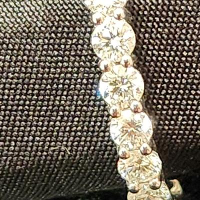 14Kt White Gold & Diamond Hoop Earrings 15 Diamonds each