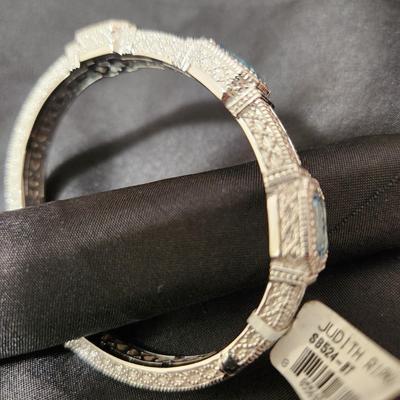 Judith Ripka Sterling Silver Blue Topaz Cuff Bracelet
