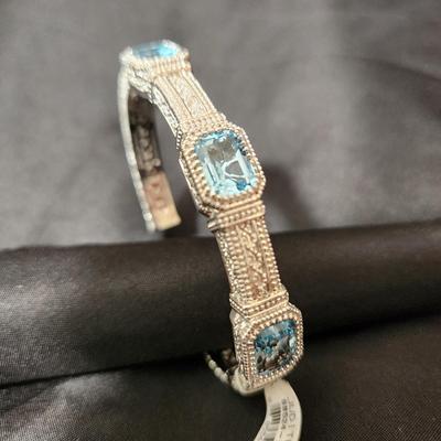 Judith Ripka Sterling Silver Blue Topaz Cuff Bracelet