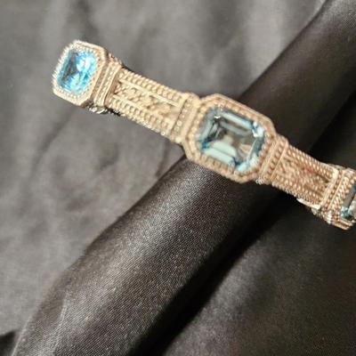 Judith Ripka Sterling Silver Blue Topaz Cuff Bracelet
