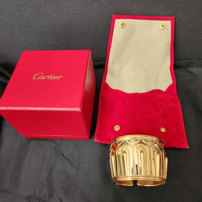 Cartier Wide 18 kt Gold Pharaon Cuff Bangle Bracelet