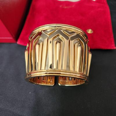 Cartier Wide 18 kt Gold Pharaon Cuff Bangle Bracelet