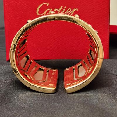 Cartier Wide 18 kt Gold Pharaon Cuff Bangle Bracelet