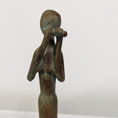 Tall Metal Figurine Playing Instrument
