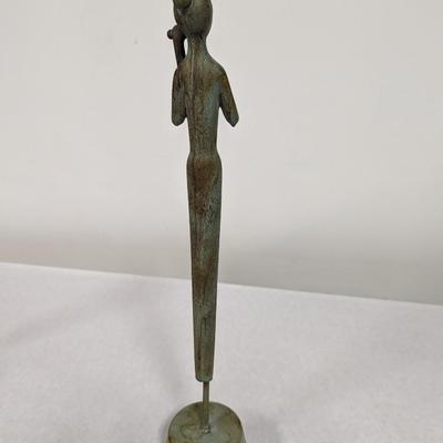 Tall Metal Figurine Playing Instrument