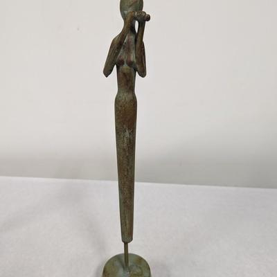 Tall Metal Figurine Playing Instrument