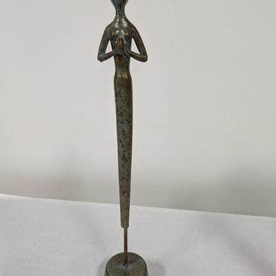 Tall Metal Figurine Playing Instrument