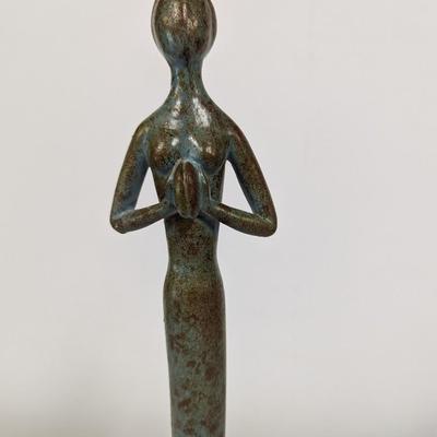 Tall Metal Figurine Playing Instrument