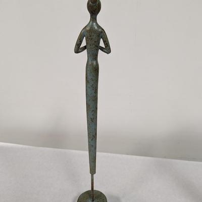 Tall Metal Figurine Playing Instrument