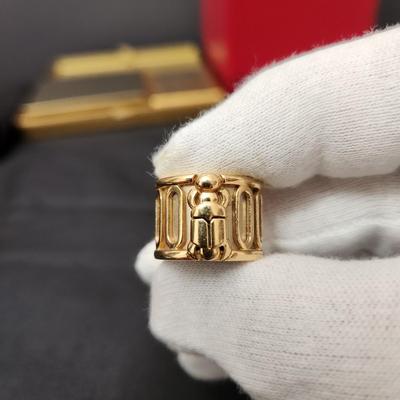 Cartier 18kt Gold Scarab Ring Size 5 1/2 50 16MM w box