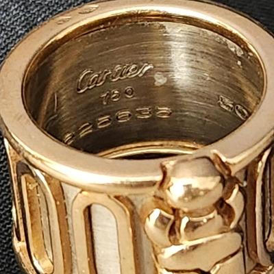 Cartier 18kt Gold Scarab Ring Size 5 1/2 50 16MM w box