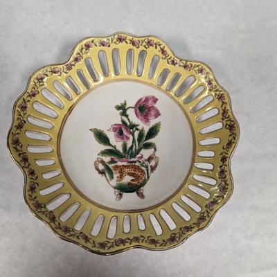 Accent Reticulated Leopard Flower Design Bowl Wall Or Table Decor