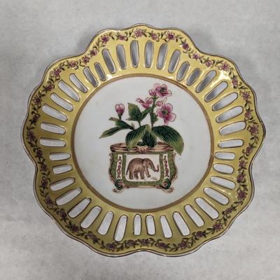 Accent Reticulated Elephant Flower Design Bowl Wall Or Table Decor