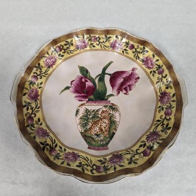 Accents Tiger Vase & Flower Design Bowl Wall Or Table Decor
