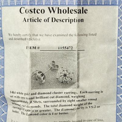 14Kt White Gold & Diamond Cluster Earrings