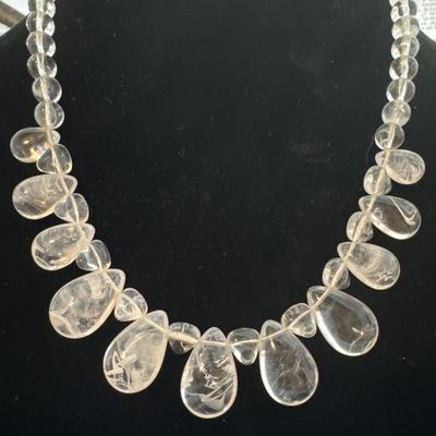 Vintage lucite type clear bead barrel clasp Necklace