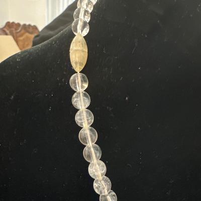 Vintage lucite type clear bead barrel clasp Necklace